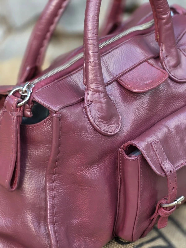 Chloé Edith – luksusowa torebka do ręki w śliwkowym kolorze | 100% skóra naturalna | po profesjonalnej renowacji