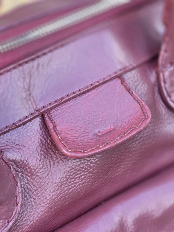Chloé Edith – luksusowa torebka do ręki w śliwkowym kolorze | 100% skóra naturalna | po profesjonalnej renowacji