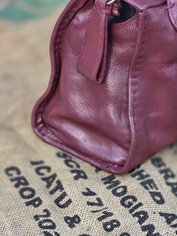 Chloé Edith – luksusowa torebka do ręki w śliwkowym kolorze | 100% skóra naturalna | po profesjonalnej renowacji